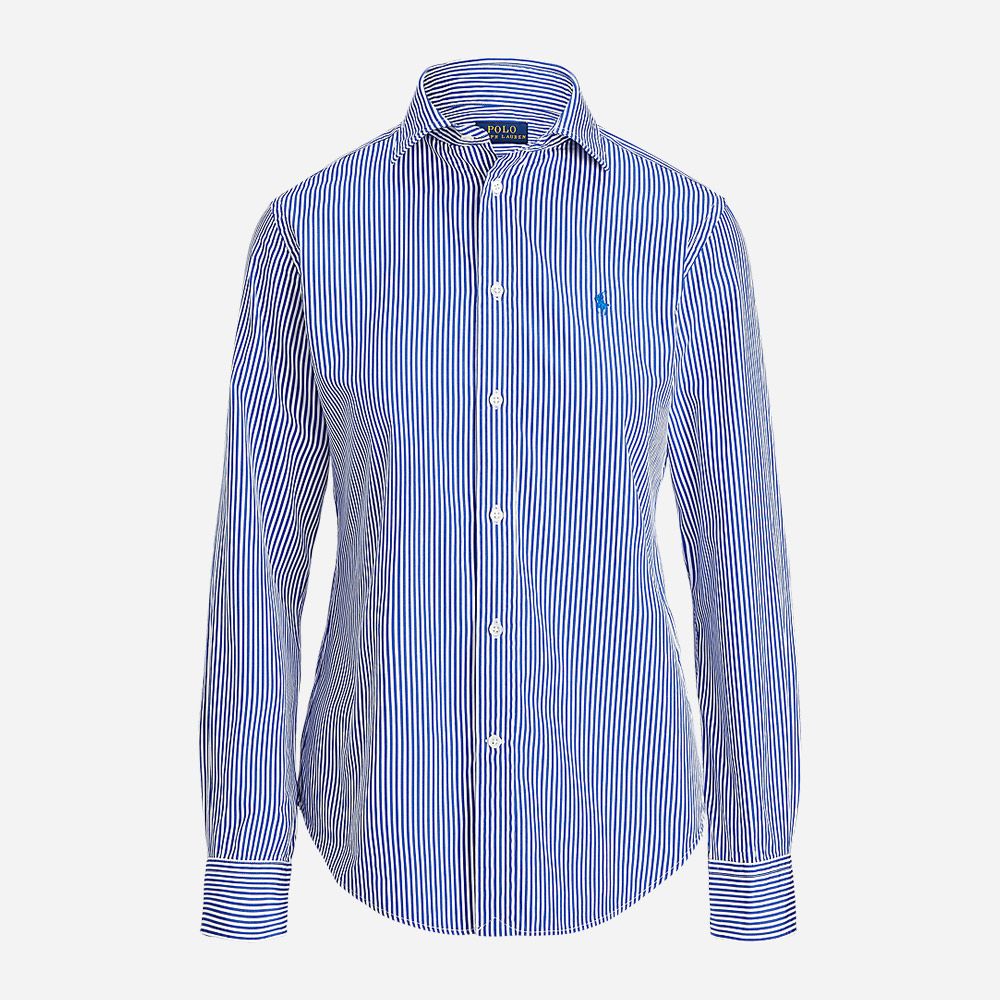 Georgia Classic Fit Striped Cotton Shirt - White/Blue