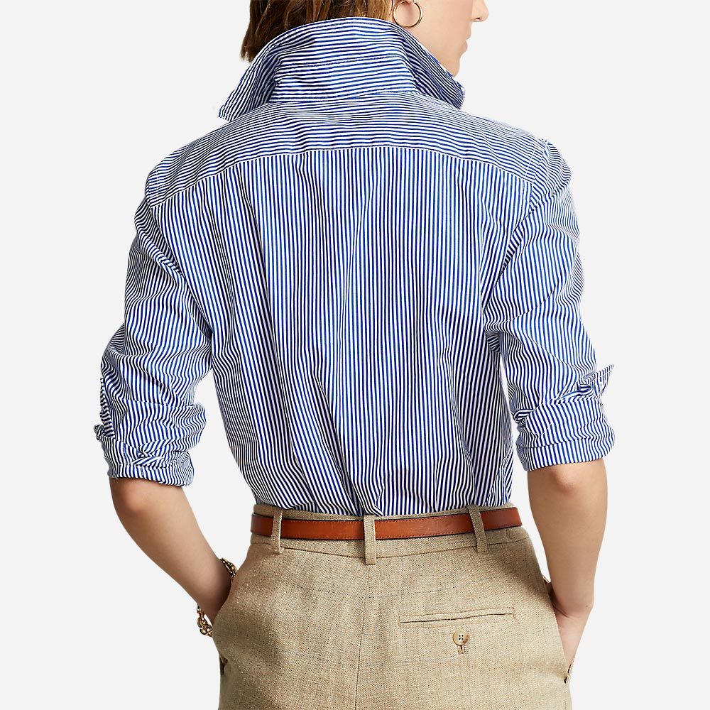 Georgia Classic Fit Striped Cotton Shirt - White/Blue