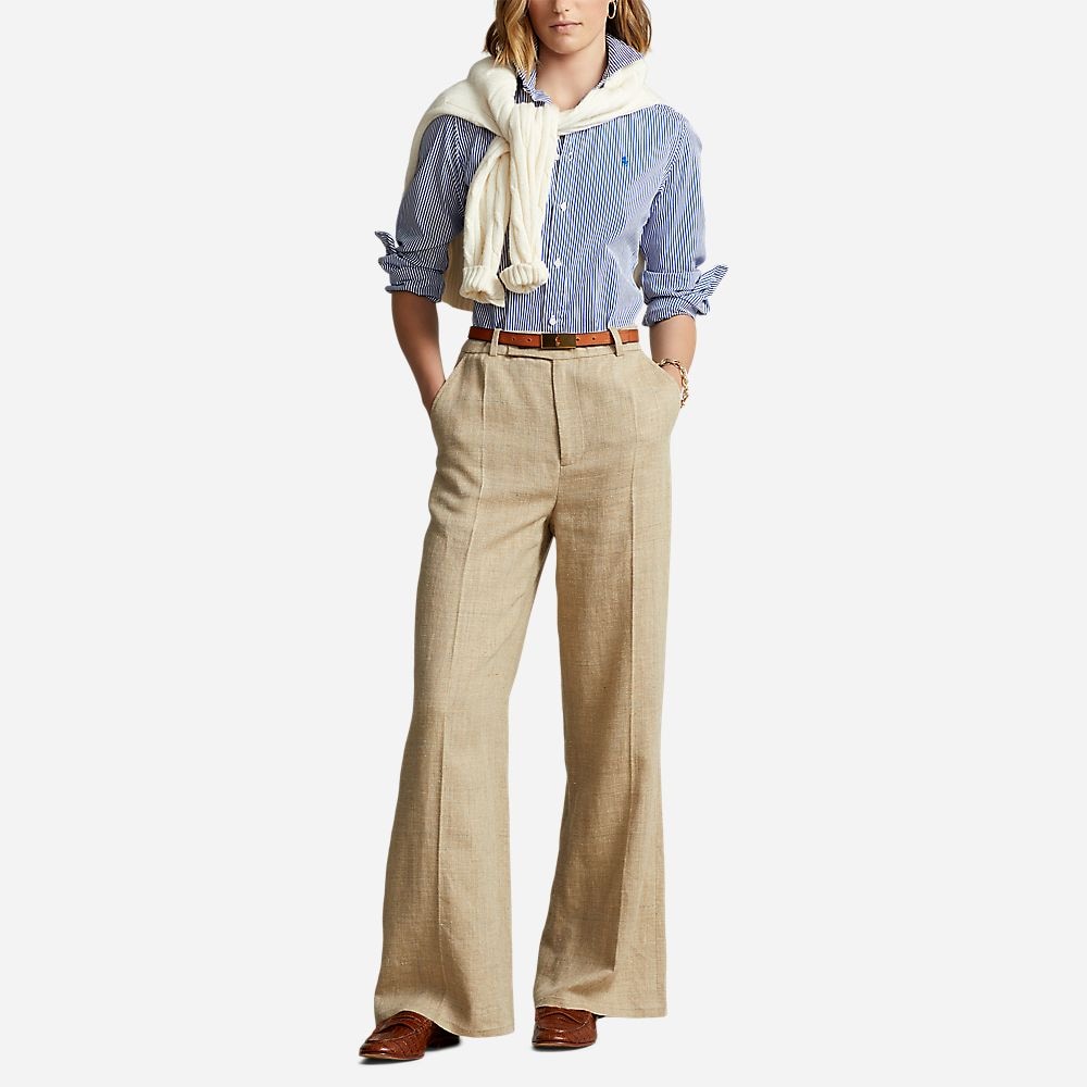 Georgia Classic Fit Striped Cotton Shirt - White/Blue