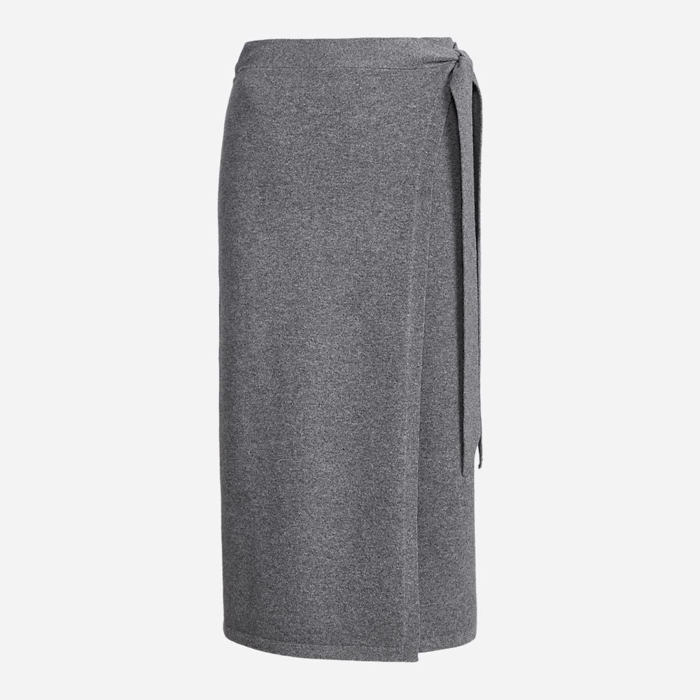 Wrp Skirt-Mid-Pencil Boulder Grey Heather