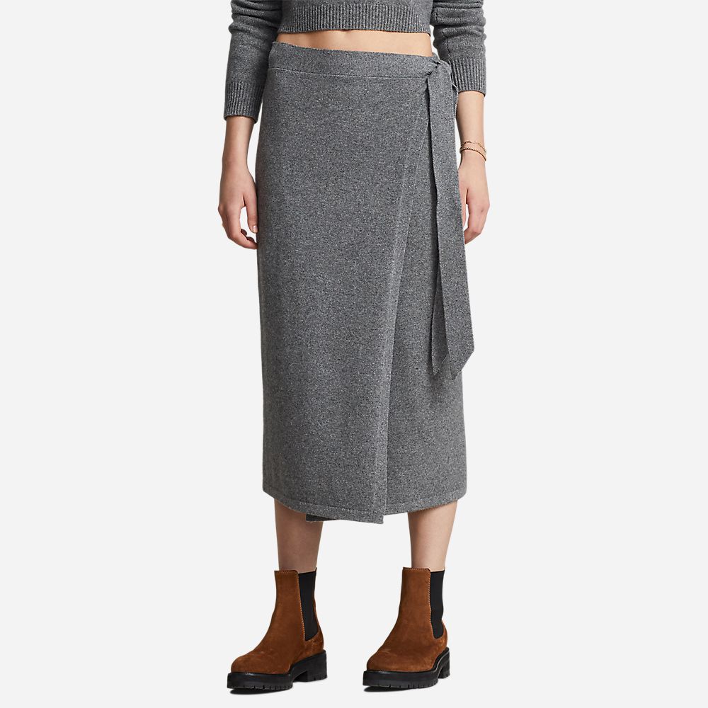Wrp Skirt-Mid-Pencil Boulder Grey Heather