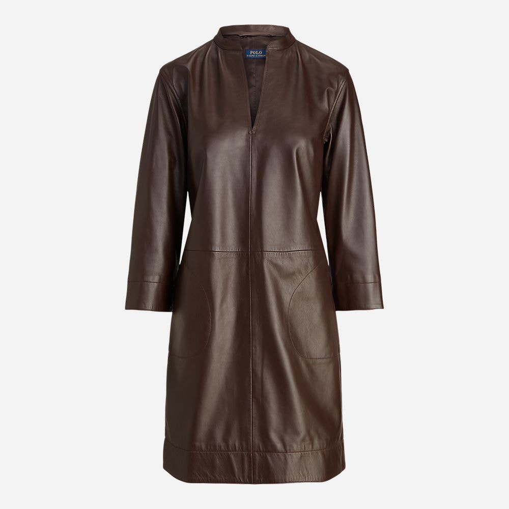 Ls Dxter Dr-3/4 Sleeve-Day Dress Dark Beech
