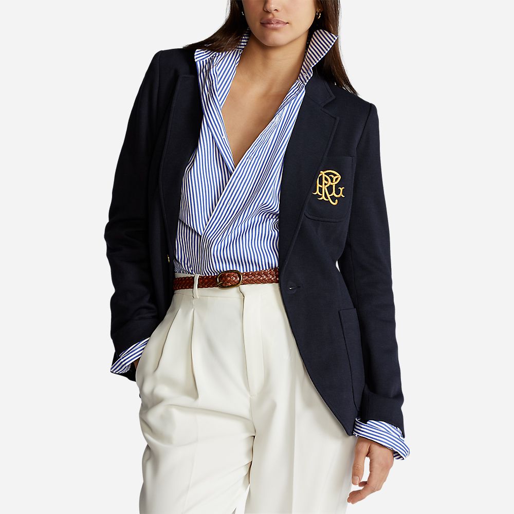 Double Knit Jacquard Blazer - Park Avenue Navy
