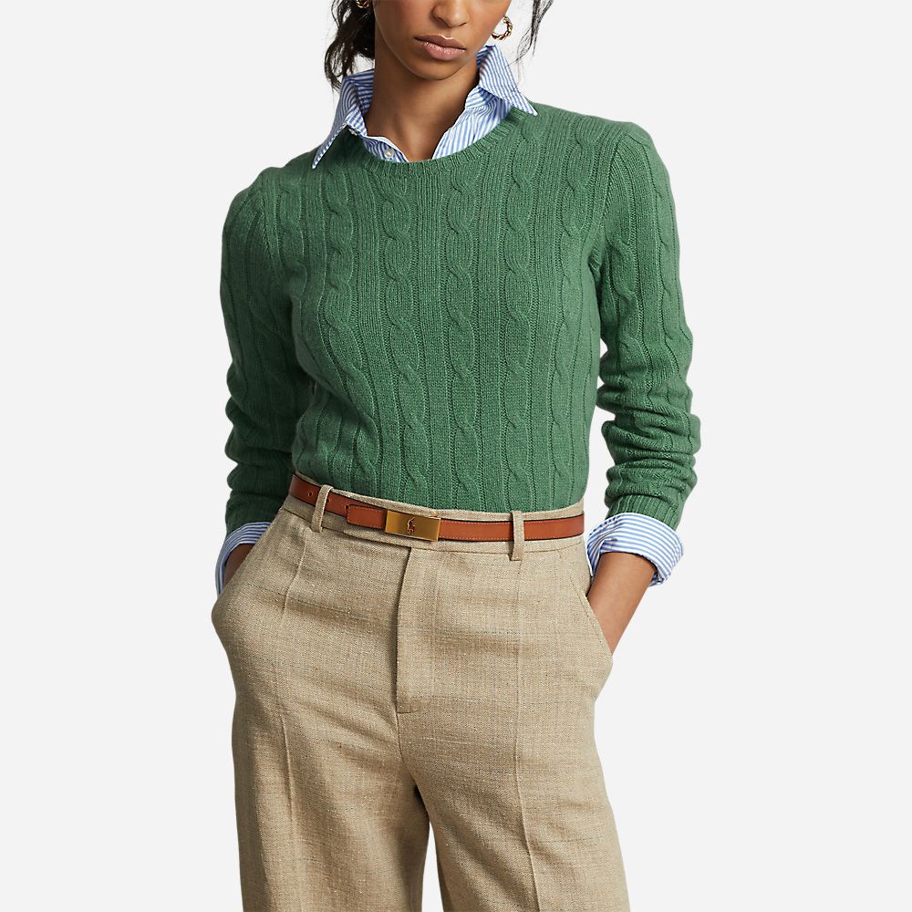 Cable-Knit Cashmere Jumper - Light Green
