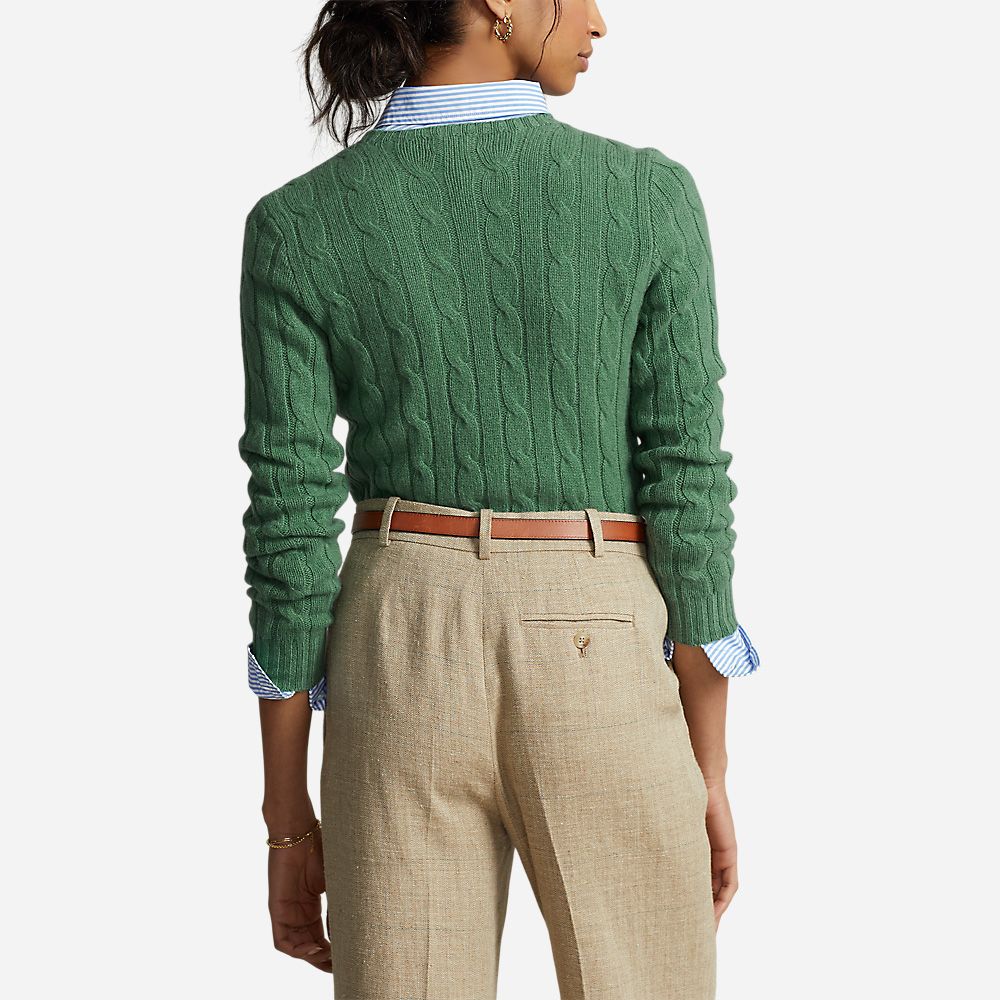Cable-Knit Cashmere Jumper - Light Green