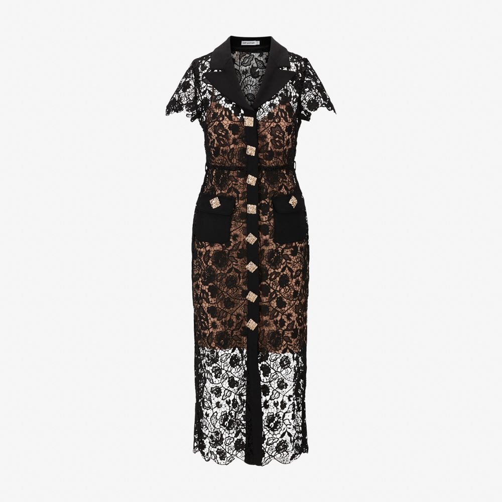 Magnolia Lace Midi Dress Black