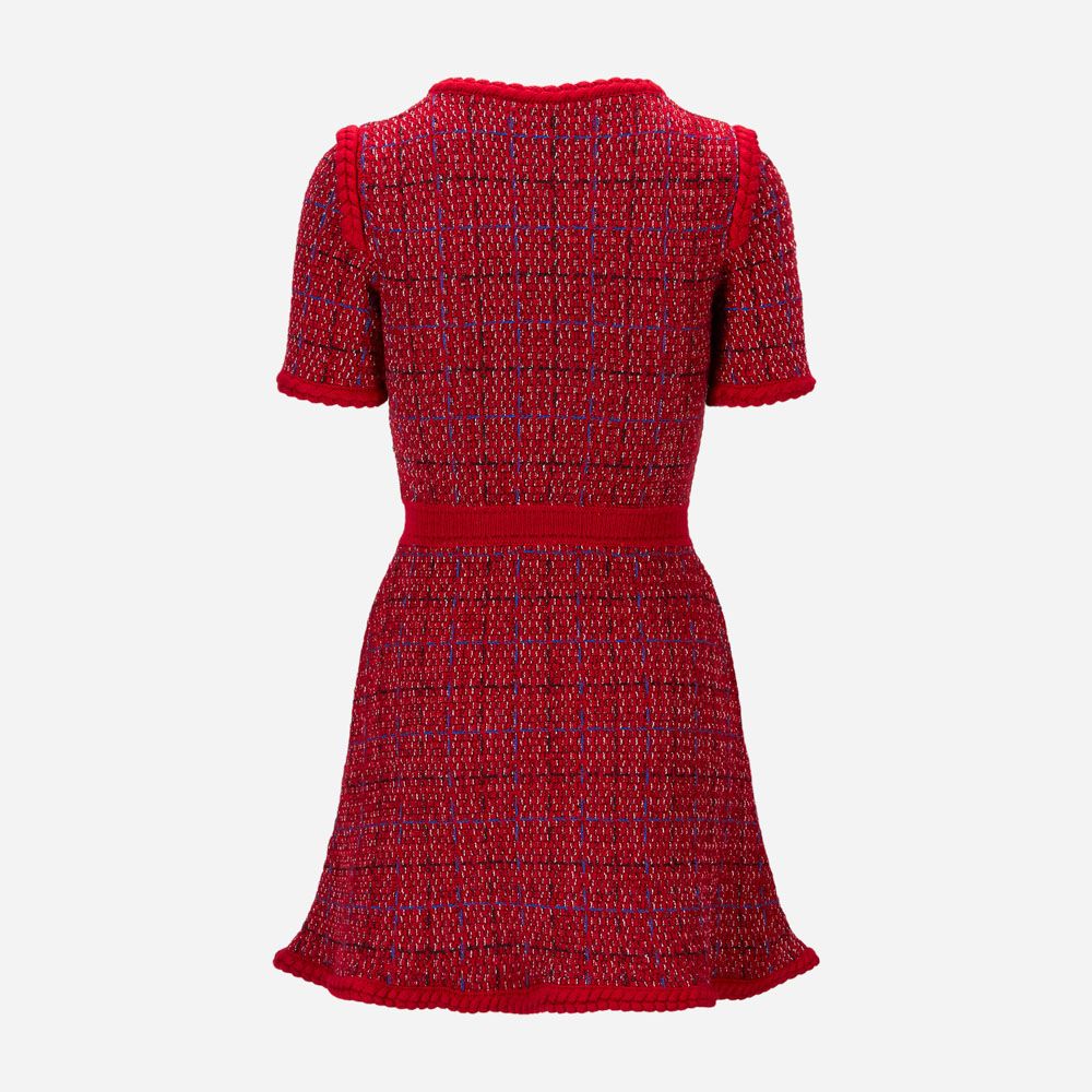 Melange Knit Dress Red