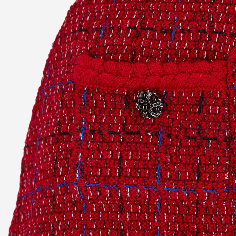 Melange Knit Dress Red