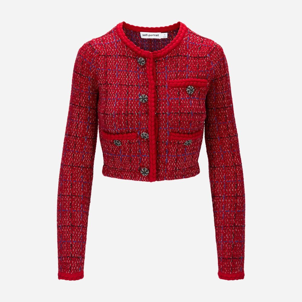 Melange Knit Jacket Red
