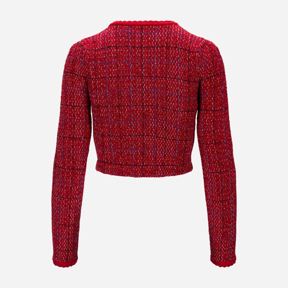 Melange Knit Jacket Red