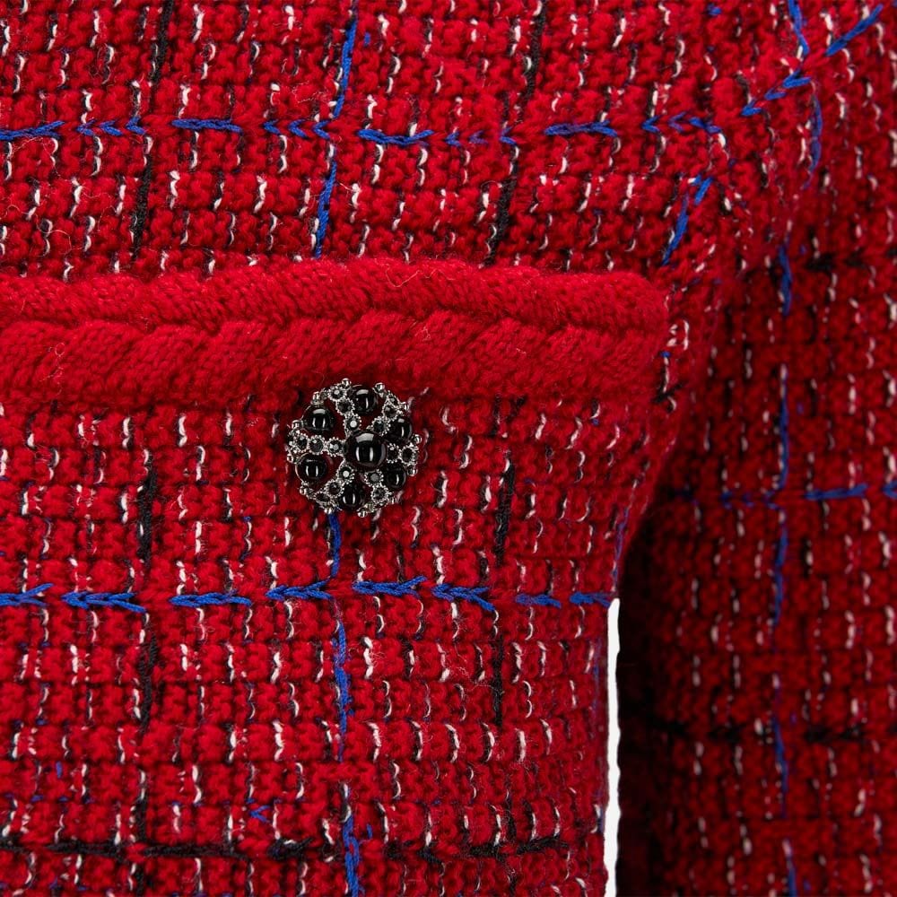 Melange Knit Jacket Red