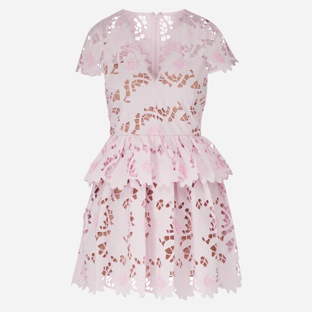 Cotton Guipure Mini Dress Light Pink