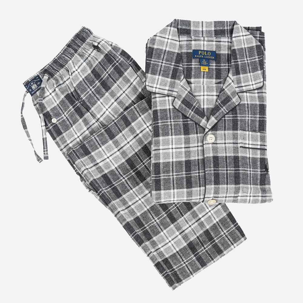 L/S Pj Set-Sleep Set Grey Heather Multi Plaid