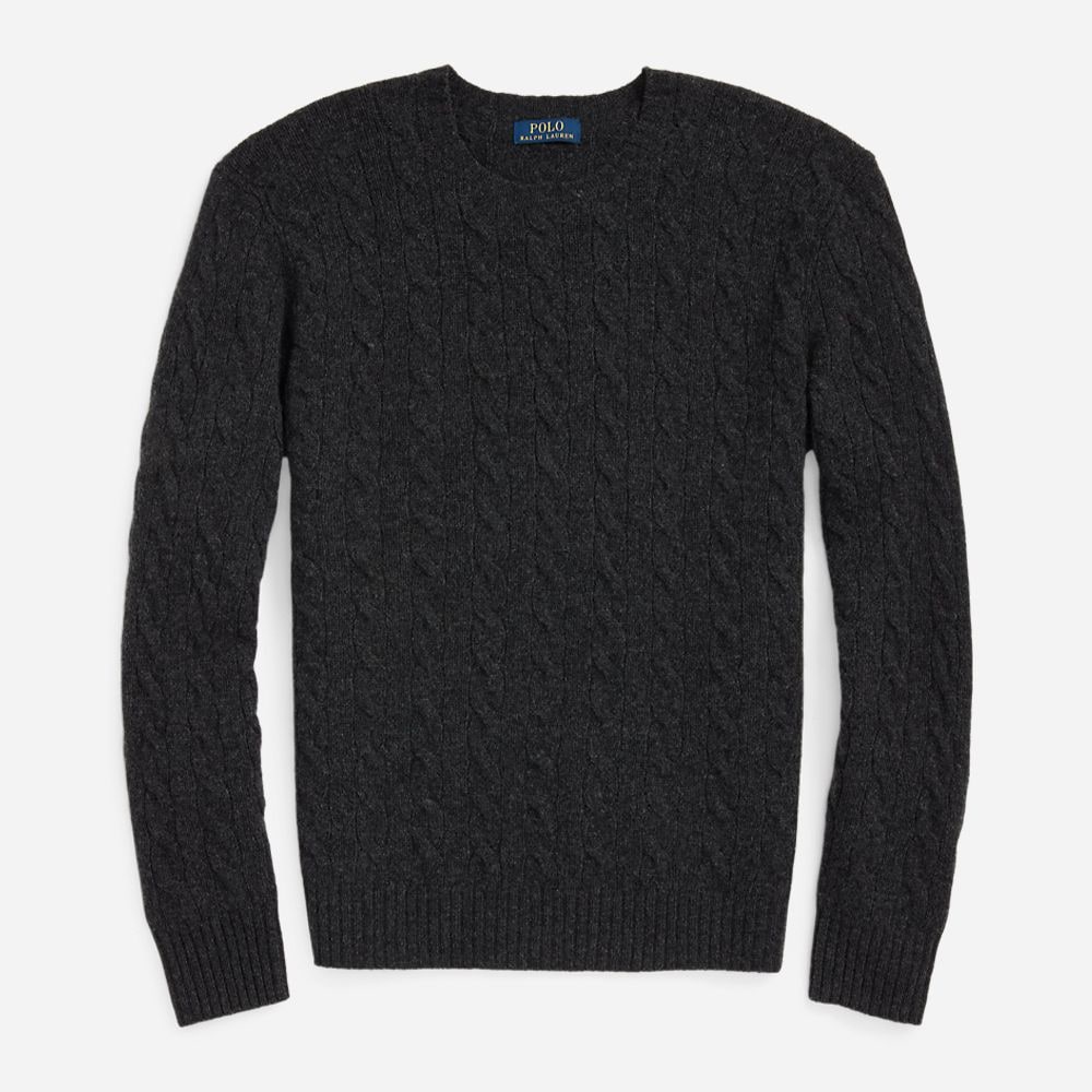 Wool-Cashmere Cable-Knit Sweater Dark Granite Hthr