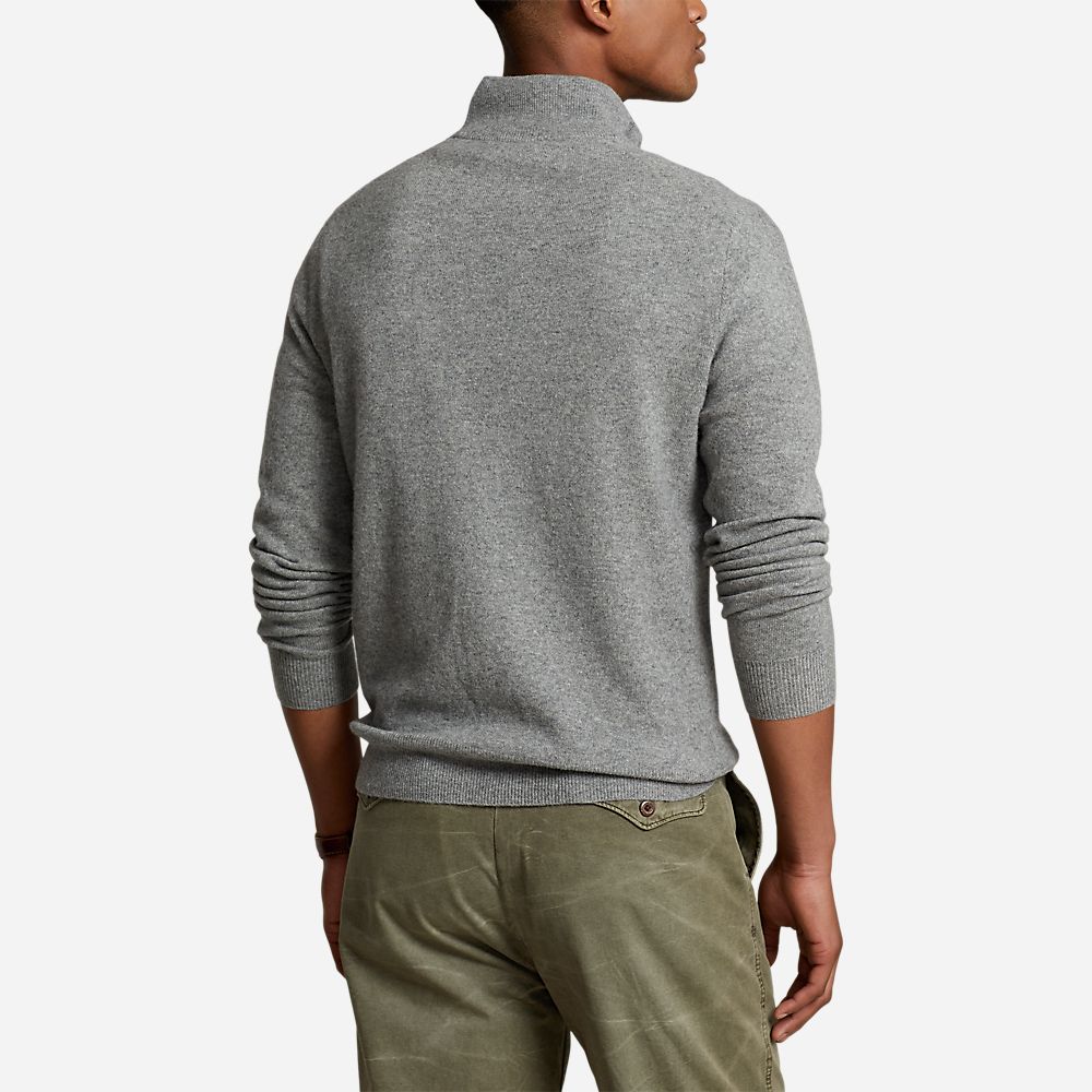 Wool Quarter-Zip Sweater Fawn Grey Heather