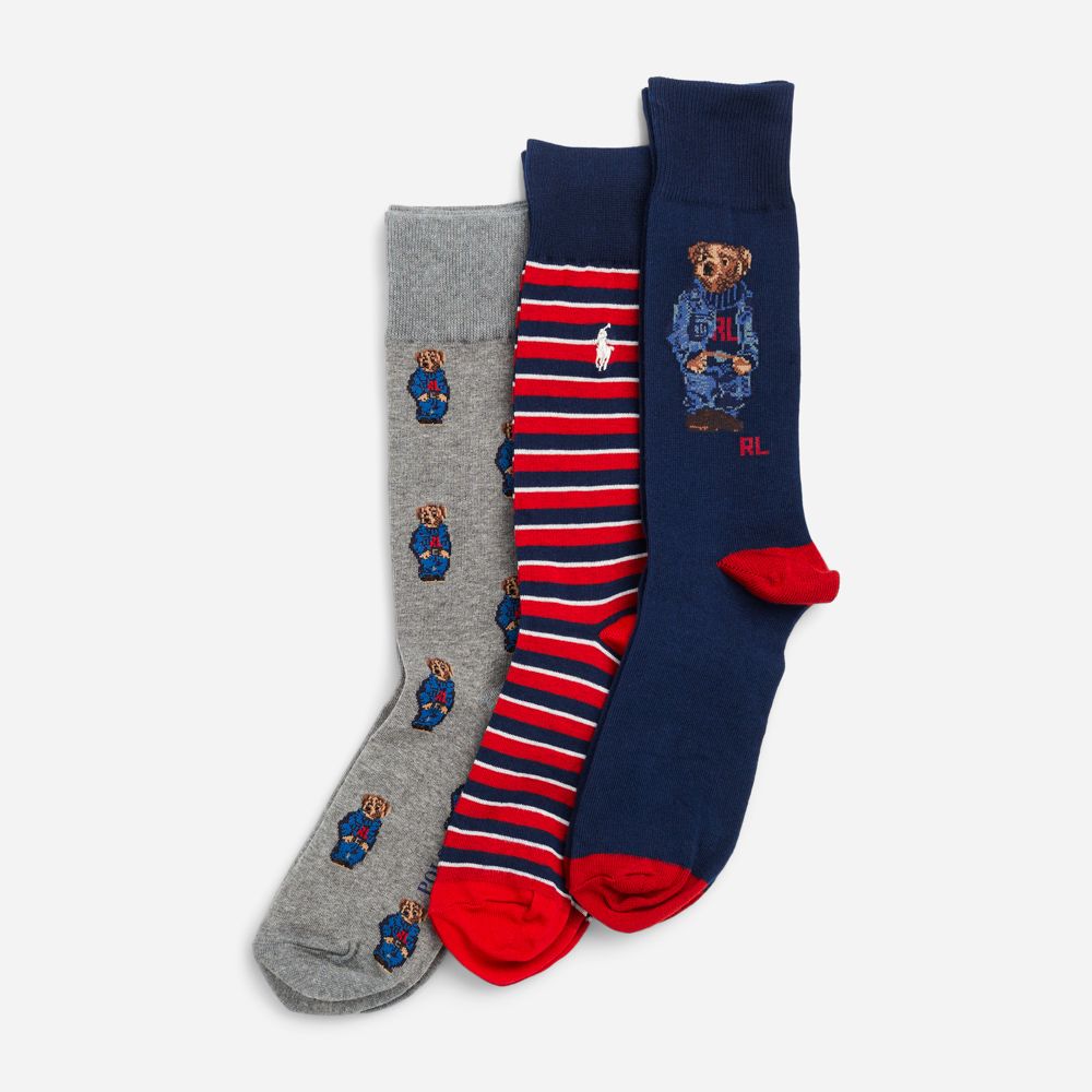 Holiday Gb 7-Crew Sock-Gift Box Gb Americana Bear