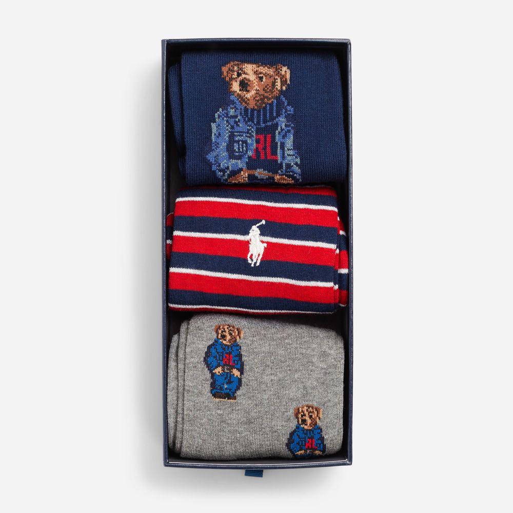 Holiday Gb 7-Crew Sock-Gift Box Gb Americana Bear