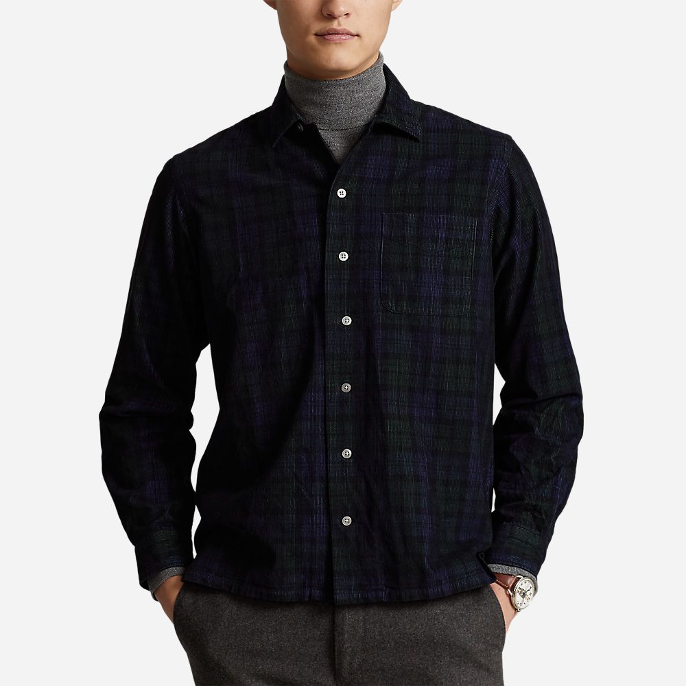 Cladypkpphs-Long Sleeve-Sport Shirt - Navy/Green