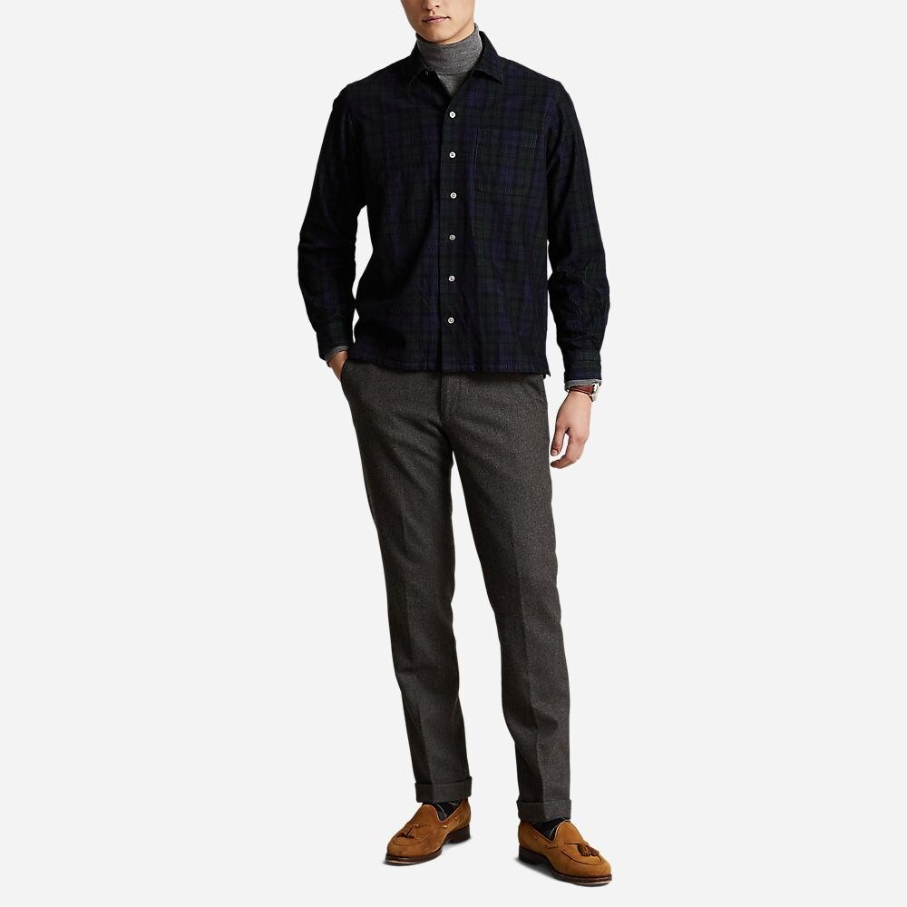 Cladypkpphs-Long Sleeve-Sport Shirt - Navy/Green