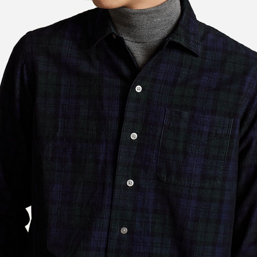 Cladypkpphs-Long Sleeve-Sport Shirt - Navy/Green