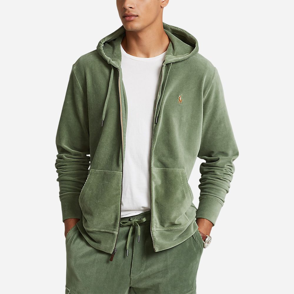 Lsfzhoodm1-Long Sleeve-Full Zip Cargo Green