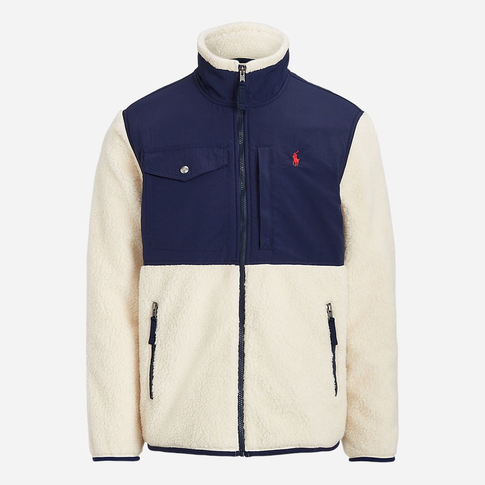 Lsfzm1-Long Sleeve-Full Zip Guide Cream/Newport Navy