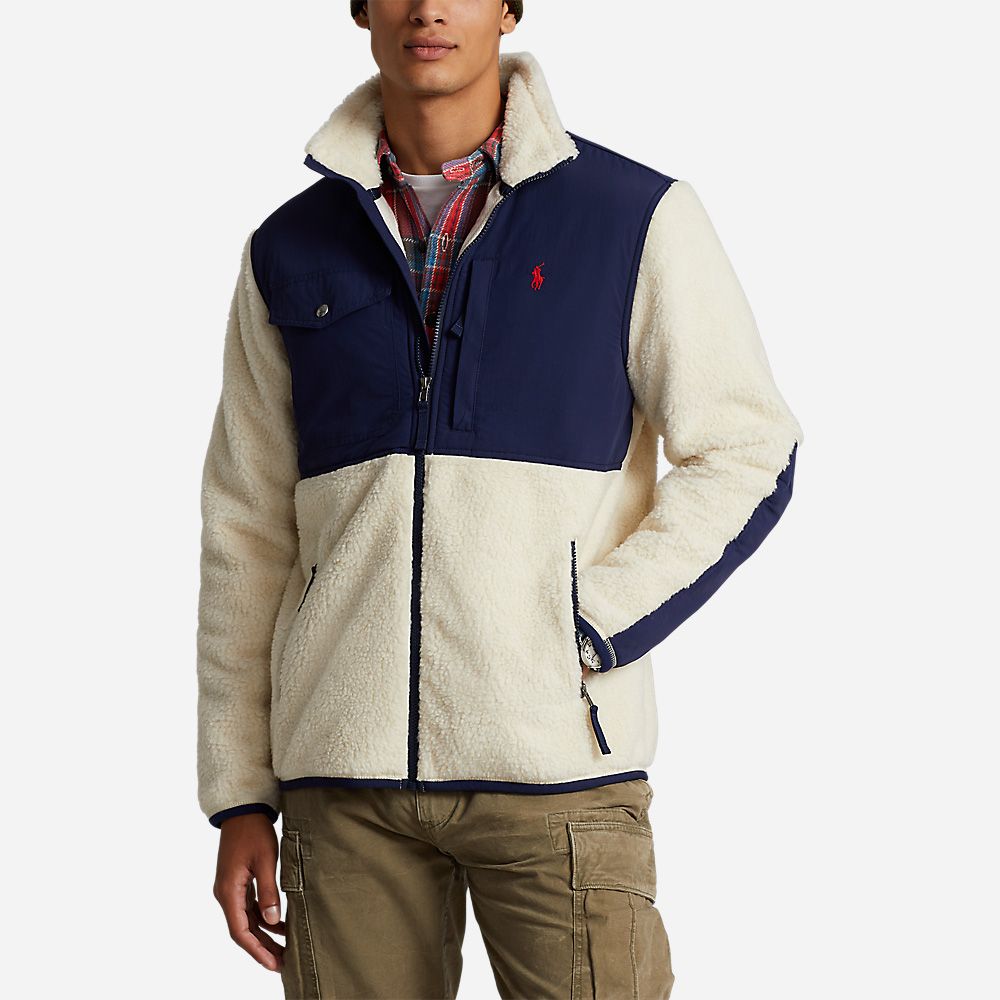 Lsfzm1-Long Sleeve-Full Zip Guide Cream/Newport Navy