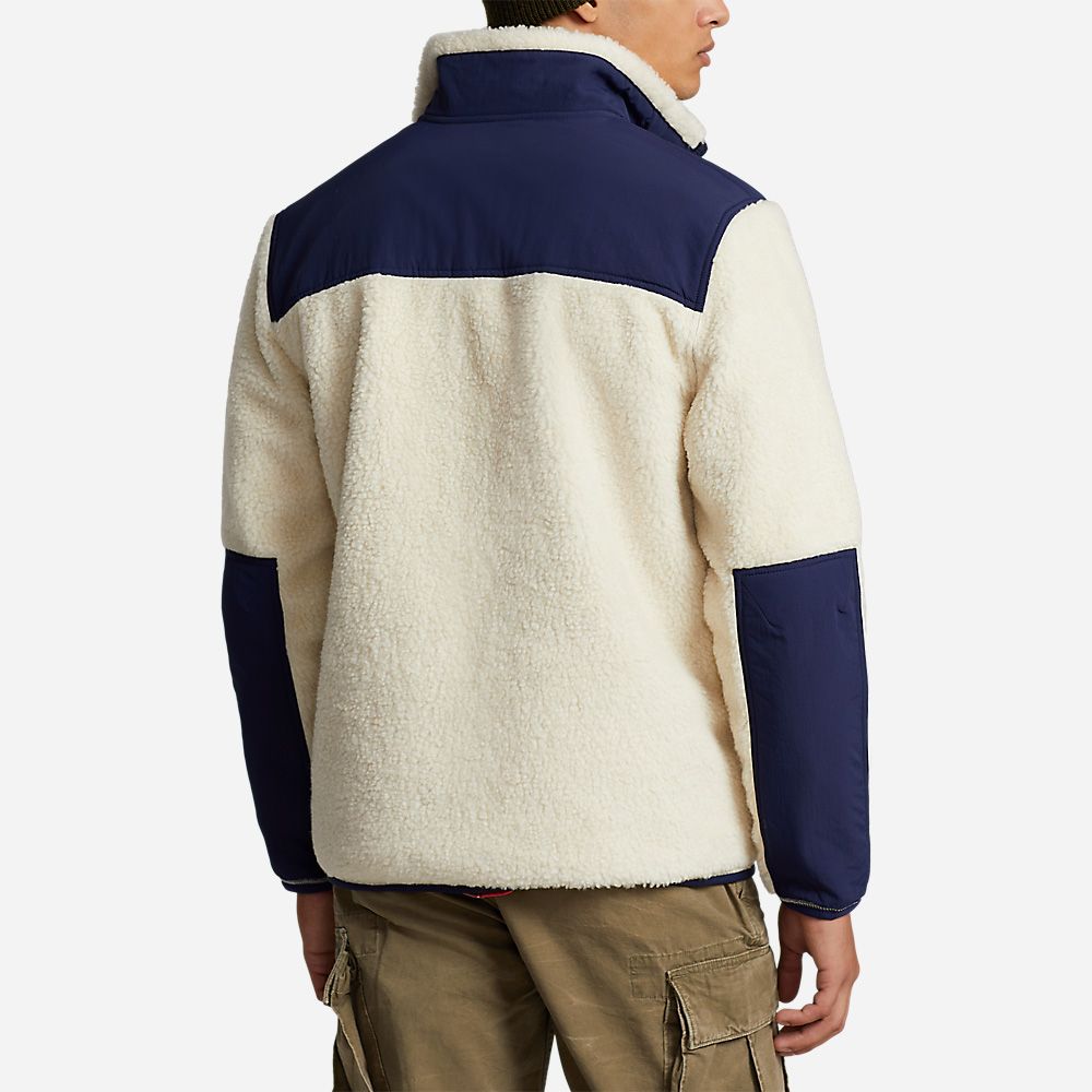 Lsfzm1-Long Sleeve-Full Zip Guide Cream/Newport Navy