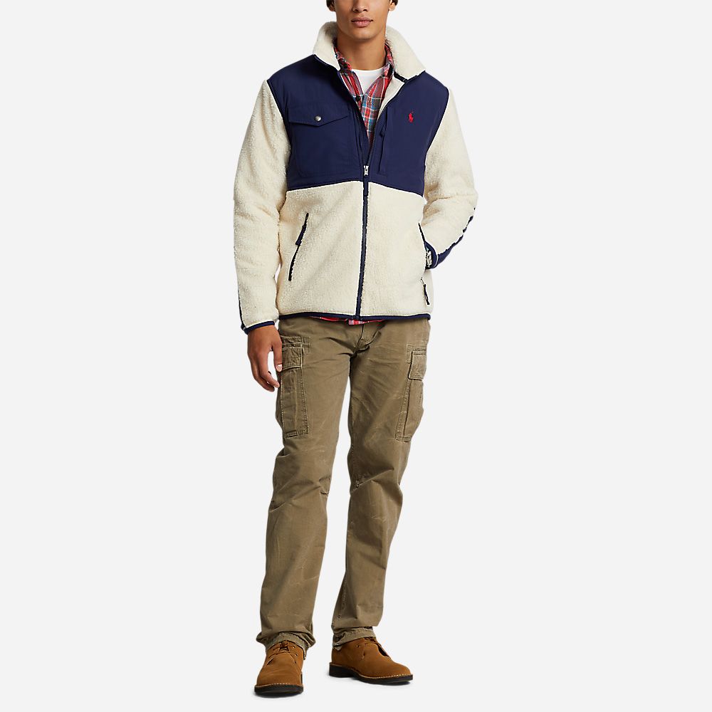 Lsfzm1-Long Sleeve-Full Zip Guide Cream/Newport Navy