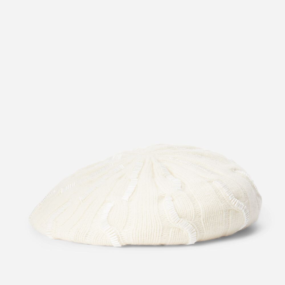 Beaded Beret-Hat-Cold Weather Cream