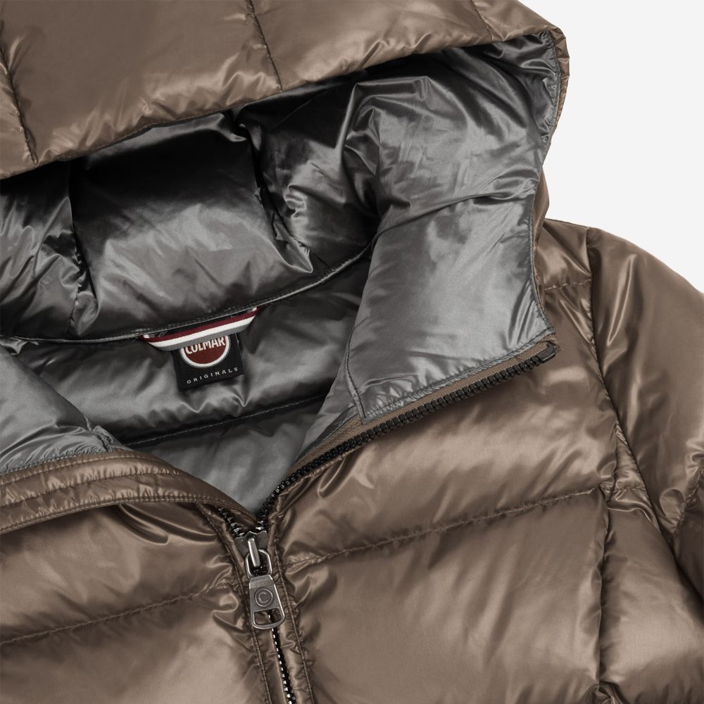Down Jacket Hoodie Long - Taupe