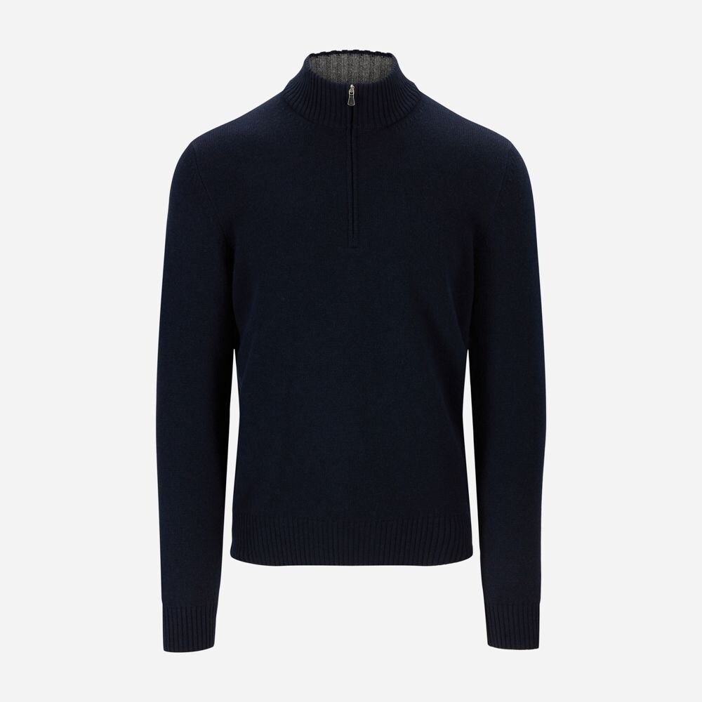 Mock Zip - Navy