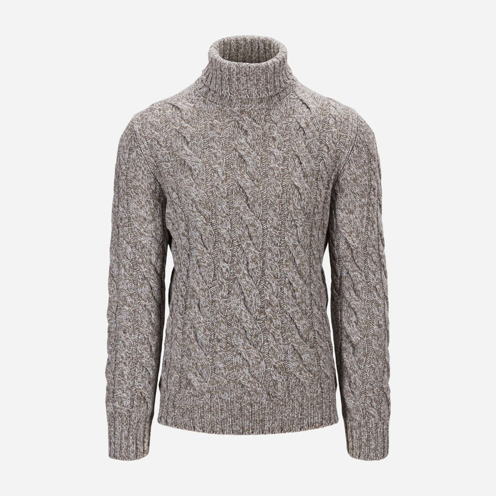 Turtle Neck Cable Melert 800 Beige/White