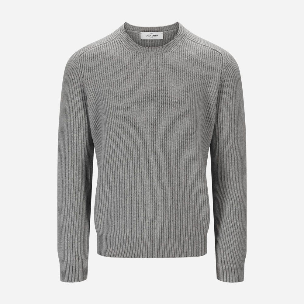 Crew Neck Rib - Light Grey