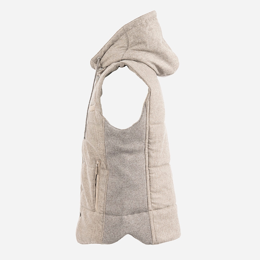 Gilet Wool Hood - Beige