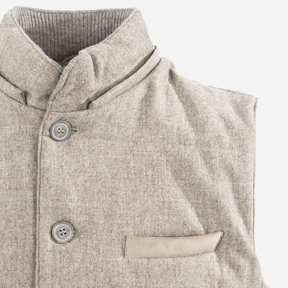 Gilet Wool Hood - Beige