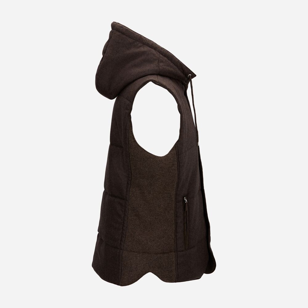 Gilet Wool Hood - Dk Brown