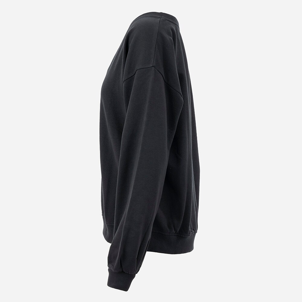 Fleece Sweater V-Neck With Puffy Sleeves Black