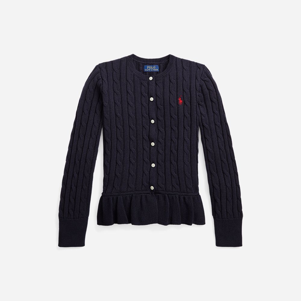 Peplum Cardi-Tops-Sweater - 7-12y - RL Navy