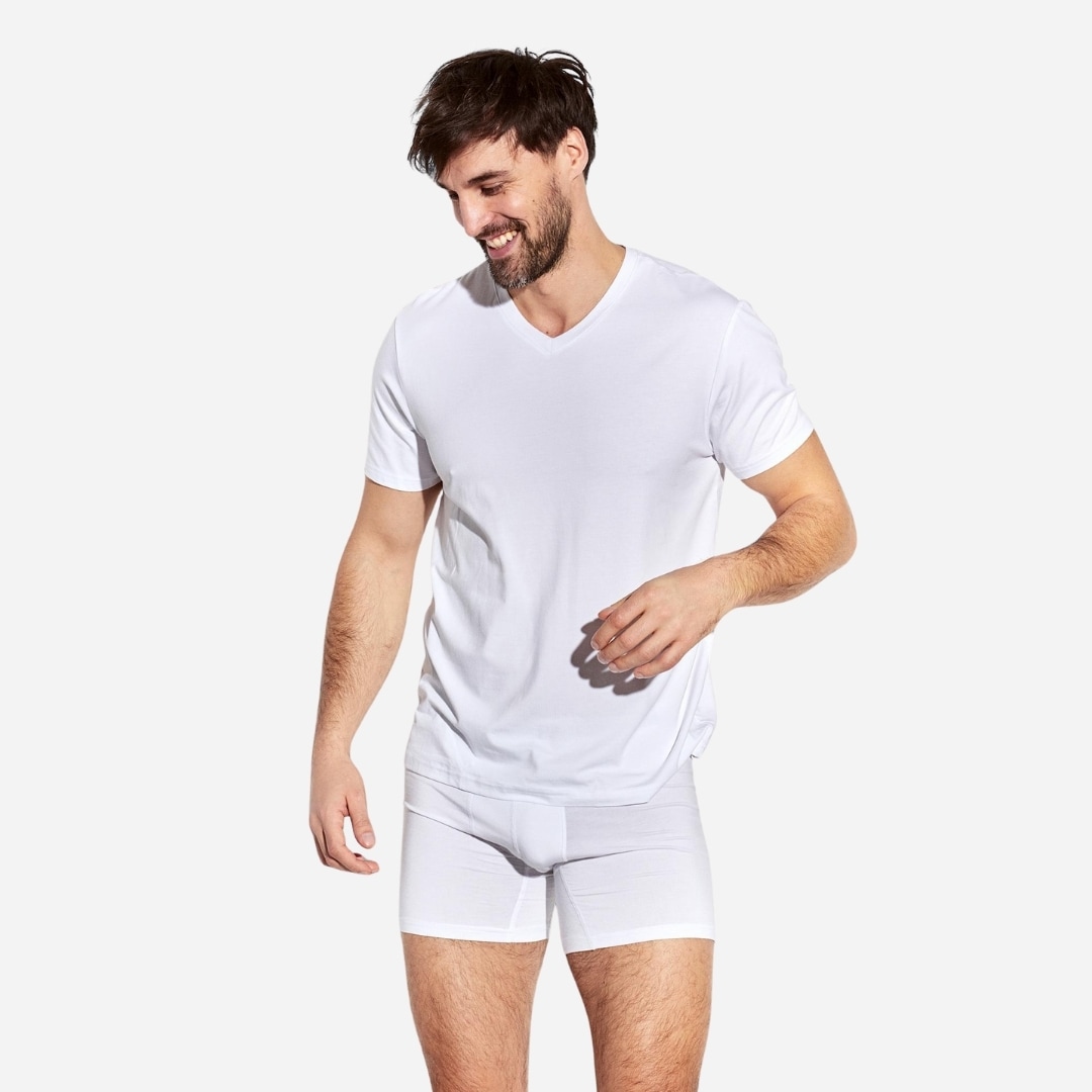Bamboo/Cotton V-Neck Tee - White