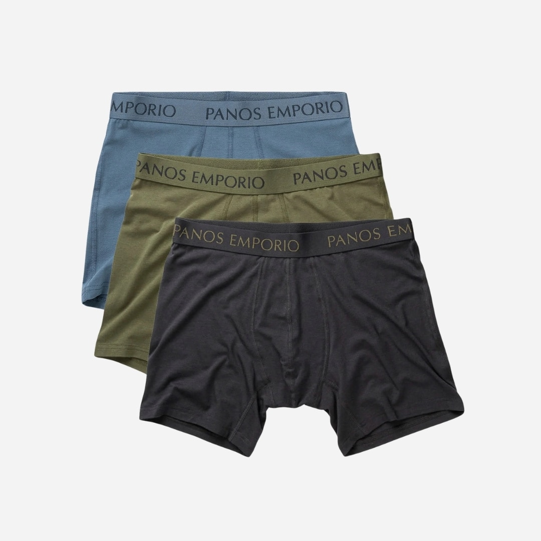 3 Pack Base Bamboo Boxer - Grey/Olive/Bluesteel
