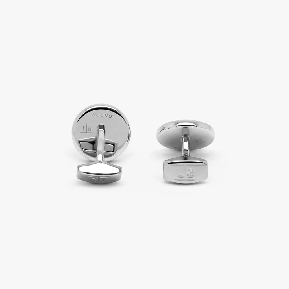 Guilloche Round Cufflink - White Mop