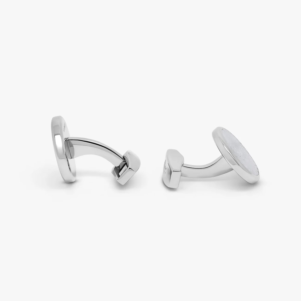 Guilloche Round Cufflink - White Mop