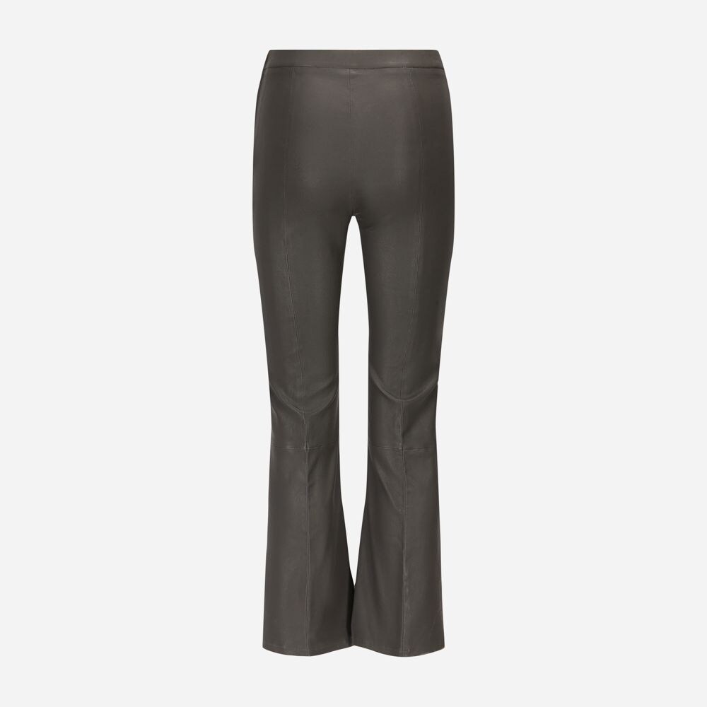 Tyson Crop Flare Leather Pant Urban Grey