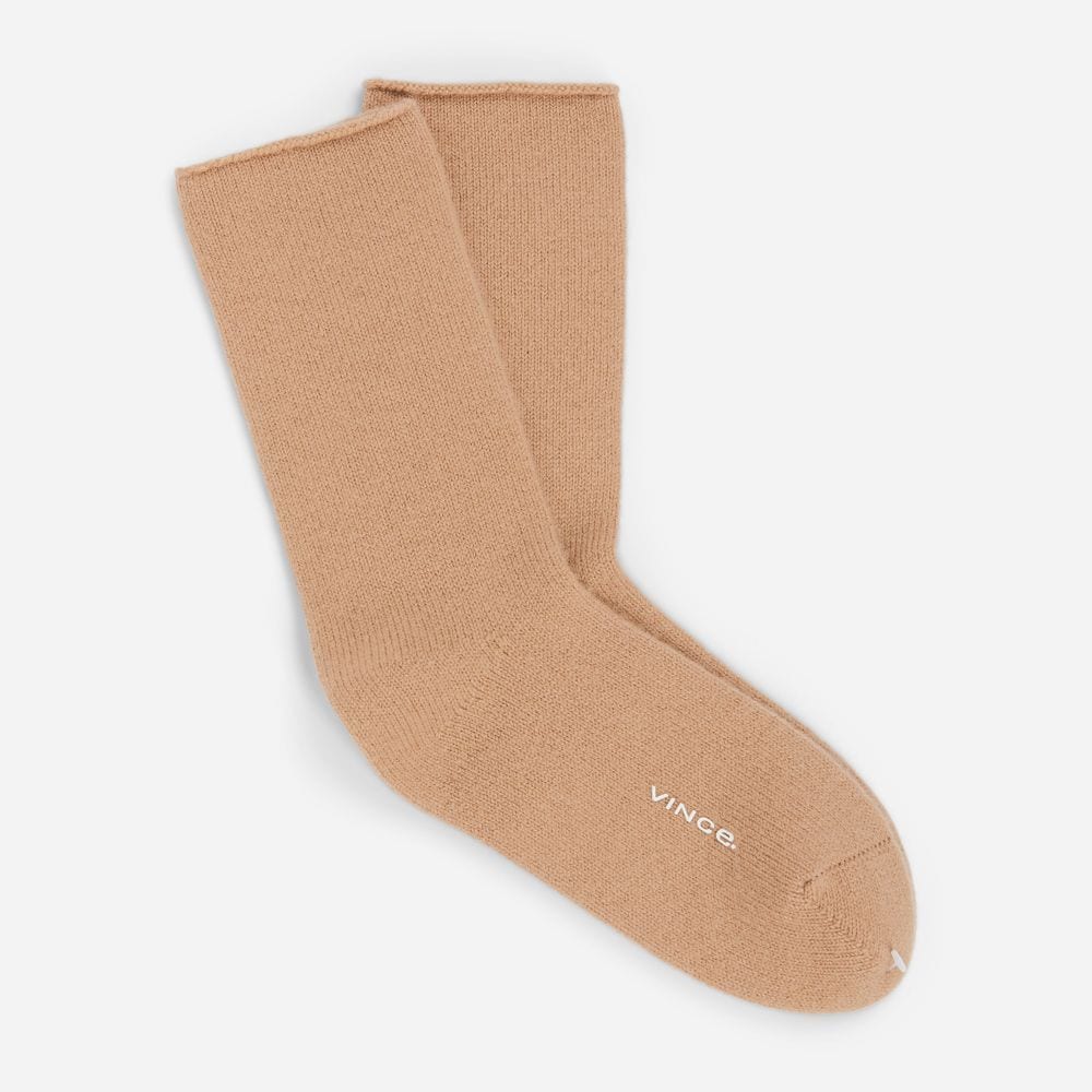 Cashmere Jersey Short Sock - Cam
