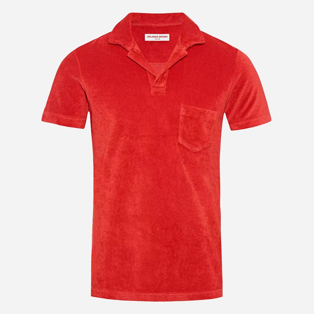 Terry Towelling Polo Shirt - Summer Red