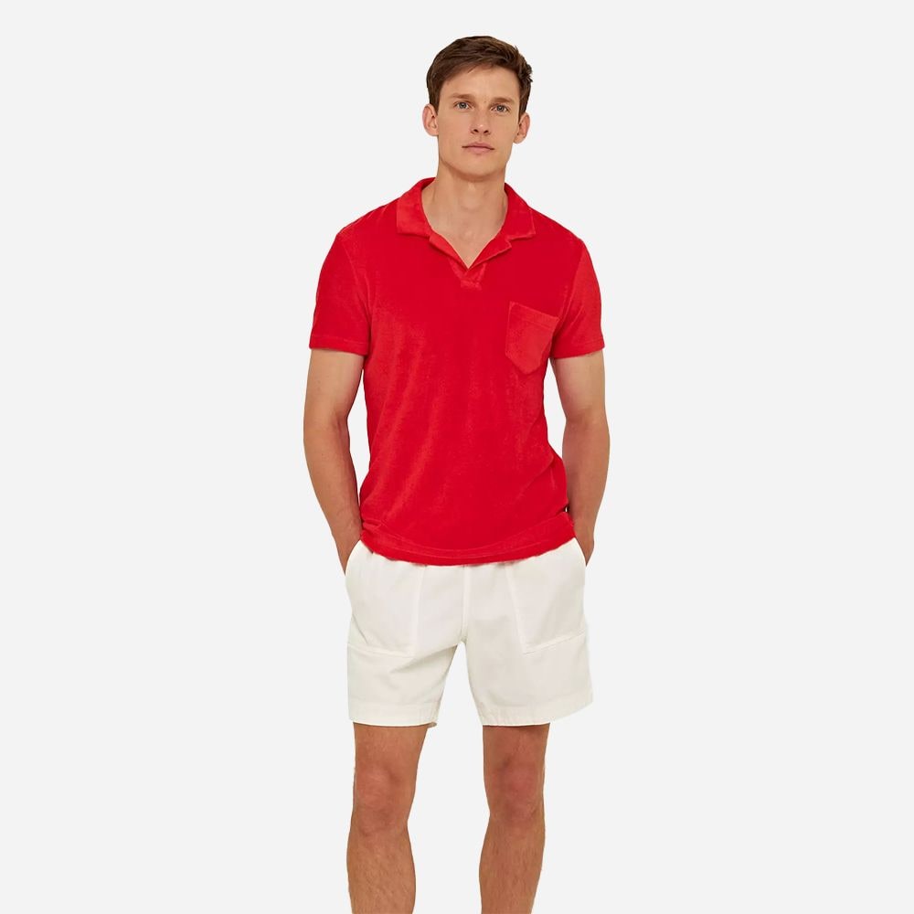 Terry Towelling Polo Shirt - Summer Red
