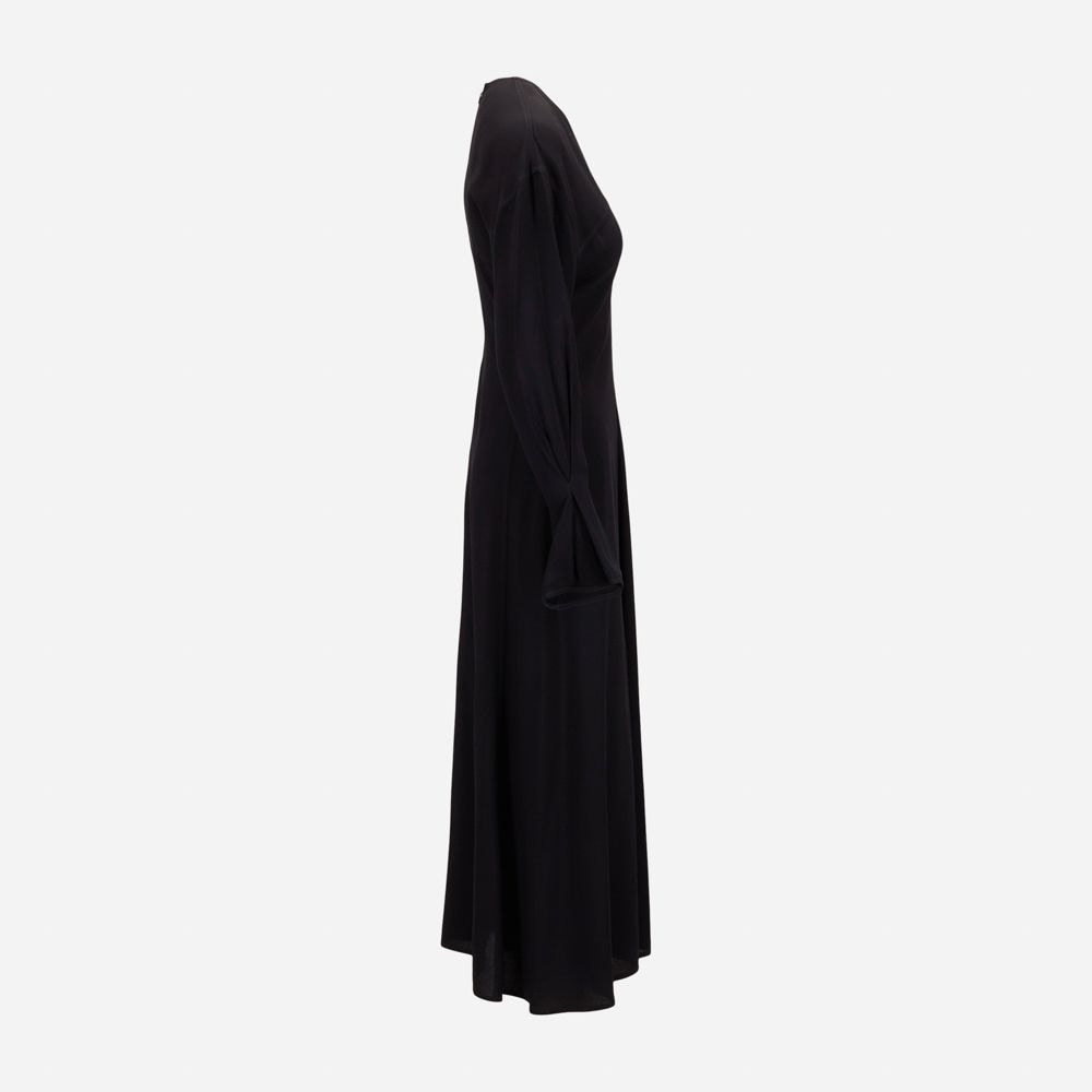 V Neck Fit And Flare Dress Black