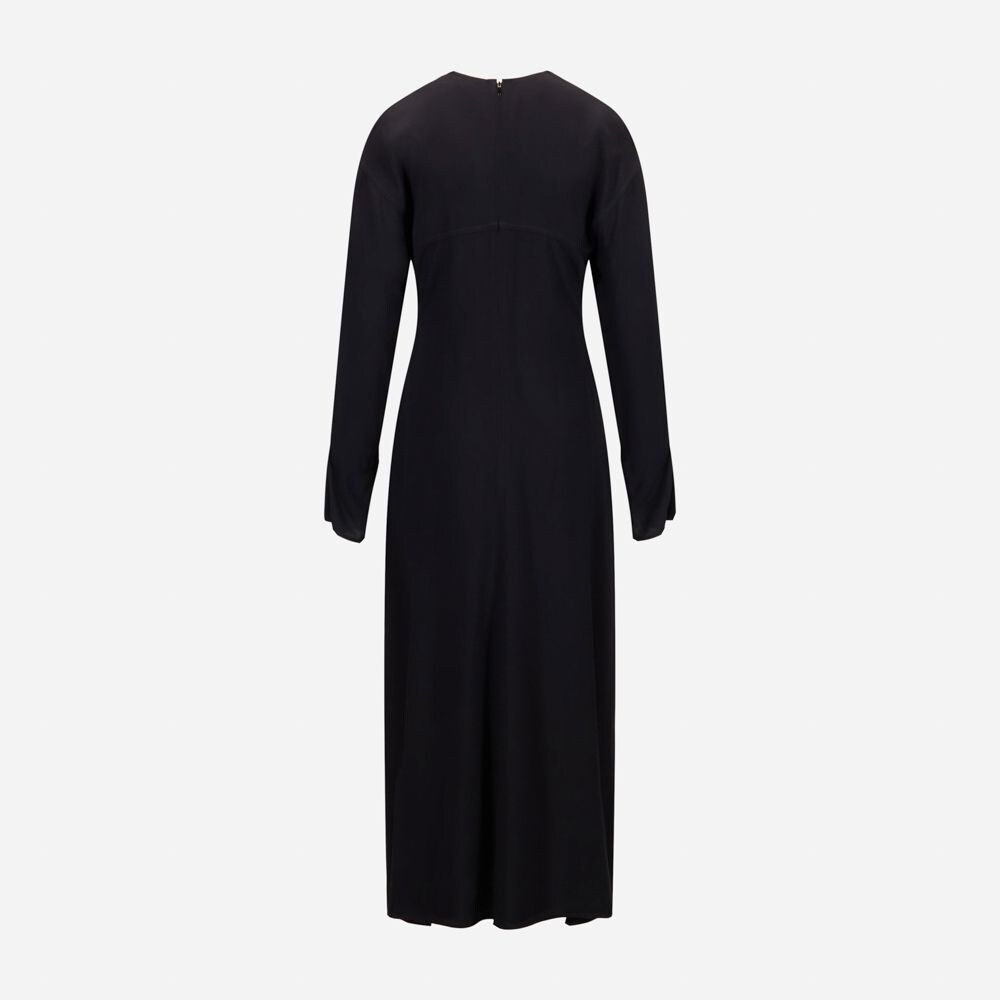 V Neck Fit And Flare Dress Black