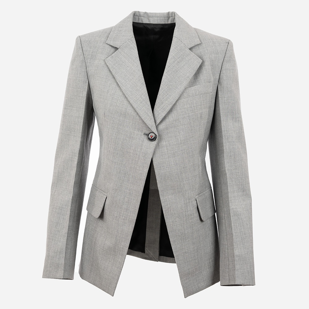 Open Front Single Breasted Jacket Grey Melange